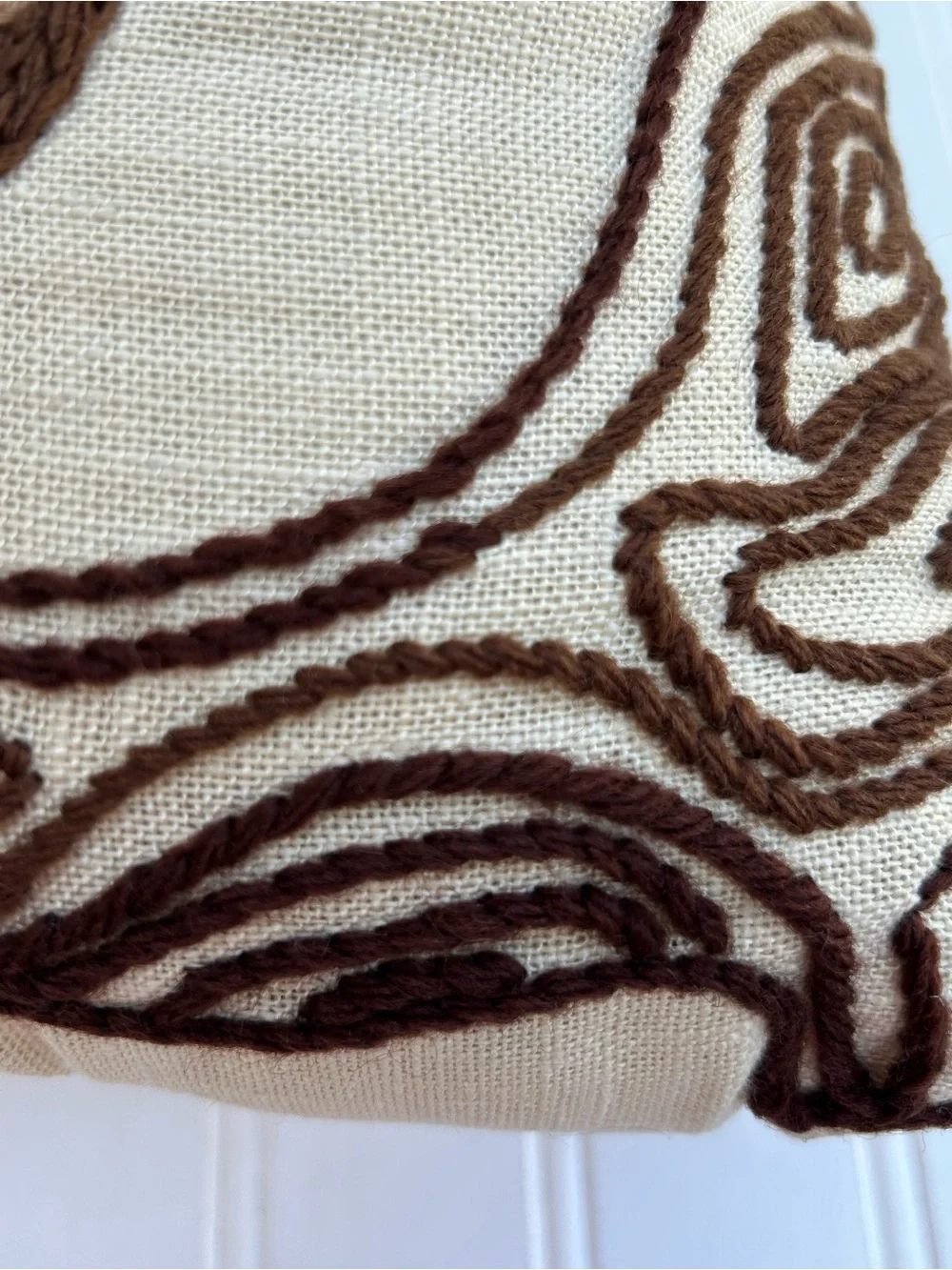 Vintage Pillow Owl Crewel Embroidered Decorative Throw Autumn Tones 13x13